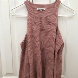 Cold Shoulder Blush Pink Long Sleeve Top